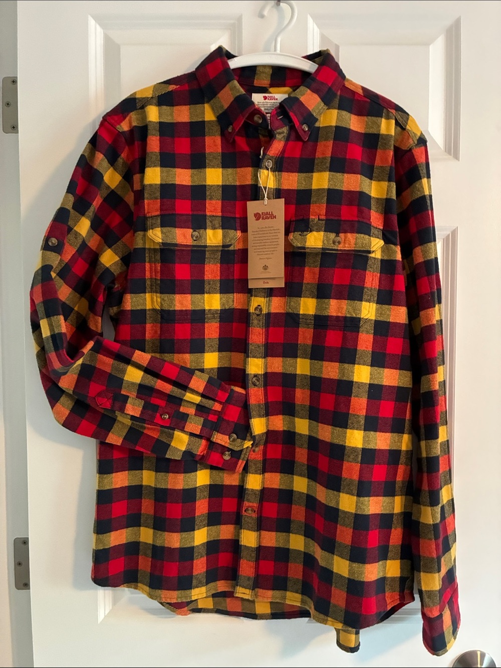 NWT-New FjallRaven Flannel Skog Shirt Mens X-Large True Red Ovik Long Sleeve